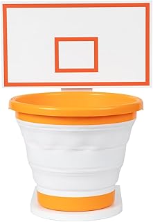 Basketball Trash Can Garbage Hoop - Complete Set with Solid Wood Backboard and Base, and Orange Basketball Garbage Can, Trash Can Basketball Bin for Kids Room, Boys Bedroom, or Office, Basketball Gift
