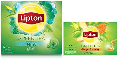 Lipton Green Tea Mint, 100 Teabags + Green Tea, Ginger & Honey, 25 Tea bags