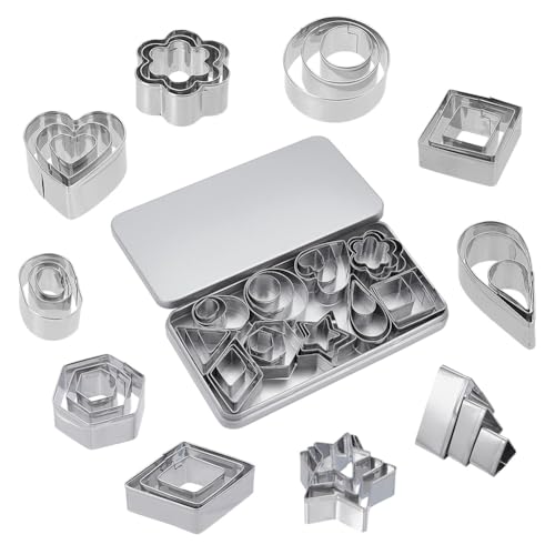 UNICRAFTALE 30Pcs 10 Style Emporte-pièces de Pâques Acier Inoxydable Outils de Découpe pour Trous de Cuir 3 taille Cœur Étoile Fleur Rond Creux...