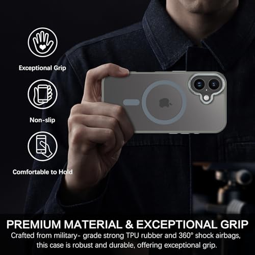 Coque iPhone 16 Plus compatible MagSafe grise translucide - 4