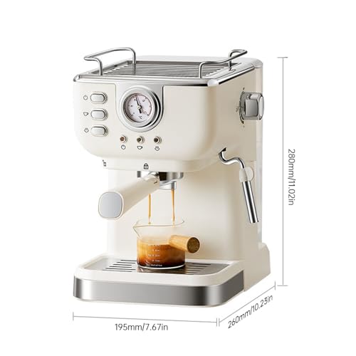 Irishom Espresso-Kaffeemaschine, 20 Bar, Edelstahl-Espressomaschine mit Milchaufschäumer, Dampfstab, 2-in-1, 850 W, halbautomatische Cappuccino-Latte-Maschine mit 1,5 l/51 oz – Bild 8
