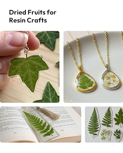 Image of Resiners Dried Pressed Flowers for Resin Molds, Real Natural Dried Flowers Dry Leaves kit for Scrapbook Supplies Card Making Resin Jewelry Making Soap Candle DIY Crafts (Green Leaves100pcs)