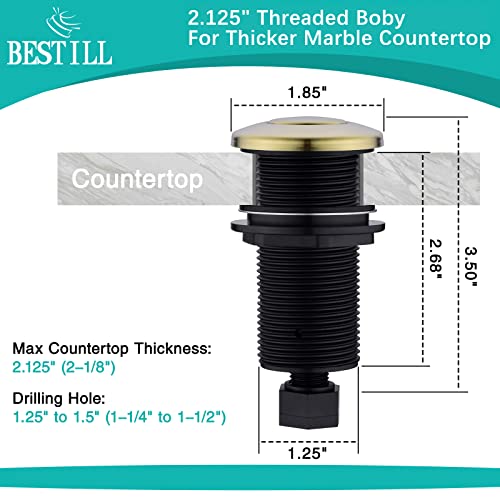 Bestill Sink Top Air Switch Kit For Garbage Disposal, Brushed Gold (Long Push Button With Brass Cover) #TOP4