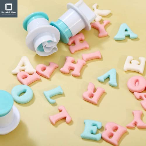 Image of HUSAINI MART | 26 Pcs Uppercase Alphabet Letters Plunger Fondant Cookie Cutter Embosser Cake Cupcake Decorating Baking Mold Tools for Birthday Cake Cookie Fruit