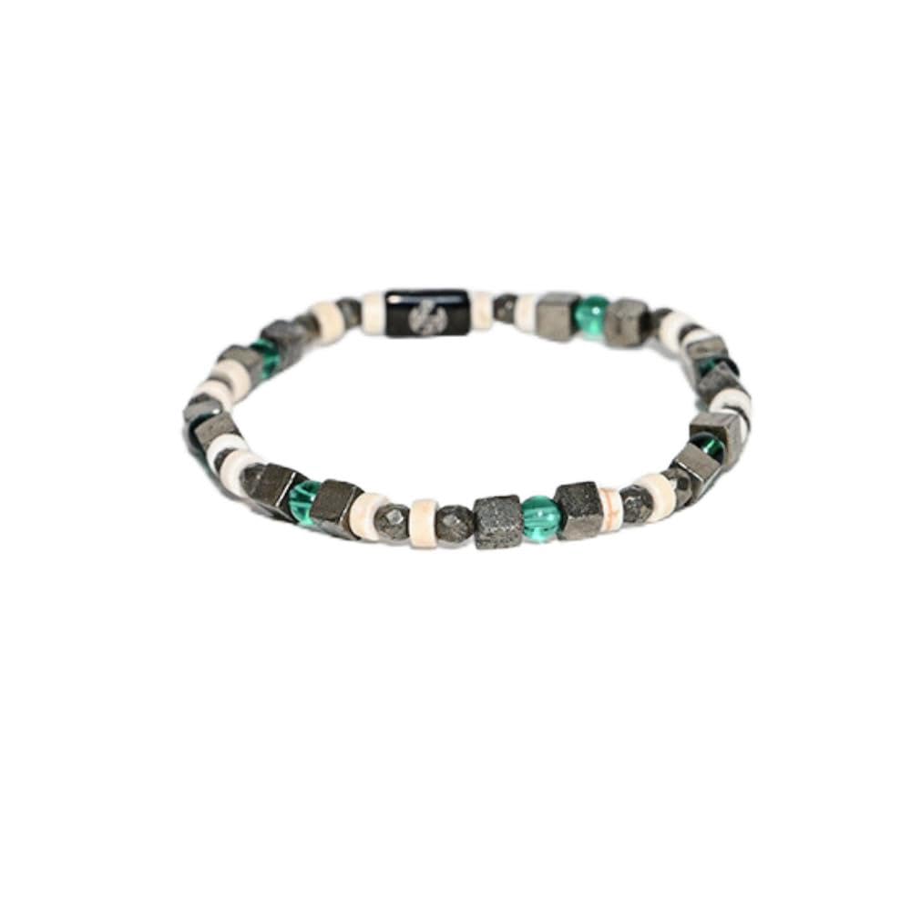 GenericLimited Edition Bracelet - Natural Matte Pyrite & Turquoise Bracelet With Ivory Discs