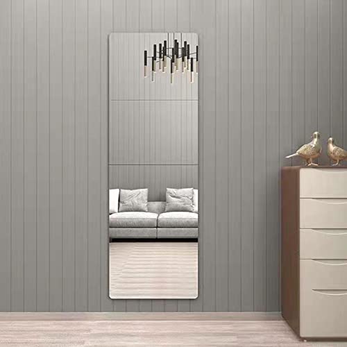 Image of JEOYOO Wall Square Mirror, Full Length Thick 1 /8 inch, 12 inch x 12 inch, Unbreakable Fitness Silver Mirror for Home, Gym, Plexiglass Makeup Mirror Tiles, Full Body Workout Wall Mirror, Over The Door