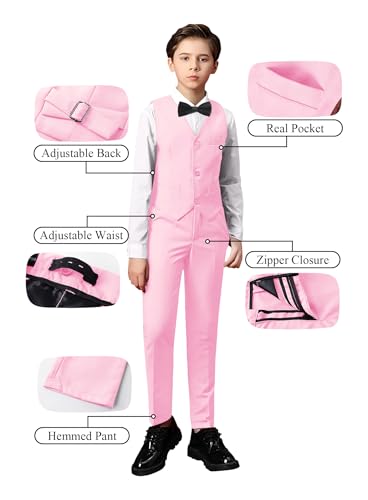 Image of Toddler Suits Slim Fit Suit for Boys,Formal Tuxedo Ring Bearer Outfit Kids Dress Clothes for Wedding,Adjustable Waist