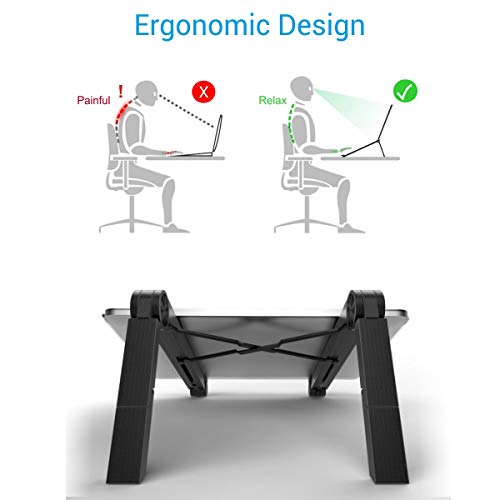 Image of Portronics My Buddy Lite Plus POR-1118 Adjustable Height with Air-Ventilation Ergonomic Design Laptop Stand for Table Bed(Black)