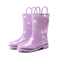DREAM PAIRS Kids Rain Boots Cute Lightweight Waterproof with Pull-on Handles for Girls & Boys Toddler Outdoor Play,Size 8 Little Kid,Purple,KKUMRB2507