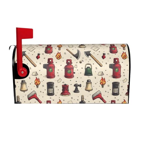 Fire Tools Print Mailbox Covers Magnetic Large Size 25.5X21 Inch, Letter Box Cover Mailbox Post Box Wraps Yard Garden Decorations Outdoor Decor