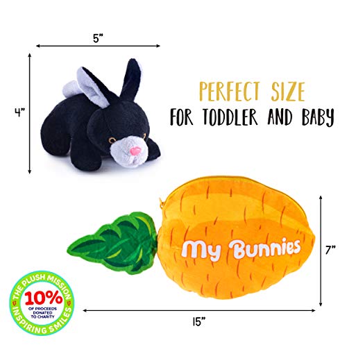 My Bunnies Plush Toy Set | Includes 4 Talking Fluffy Rabbits | Gray, Tan, Pink, And Black Bunnies With A Plush Carrot Shaped Carrier | Great Gift For Baby And Toddler Girls Or Boys #TOP6