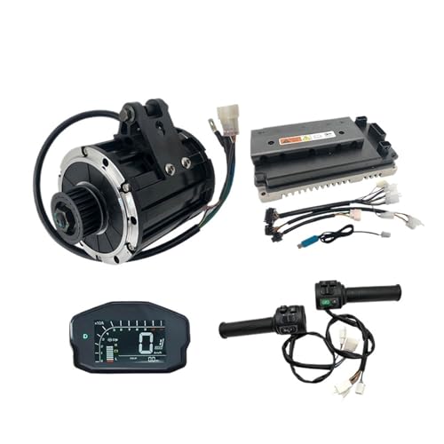 Mid Drive Motor, QS120 2000W 70H 4600RPM Mid Drive Motor with Belt or 428 Sprocket with EM-100 Controller and DKD Speedometer T08 Throttle(Belt Type)
