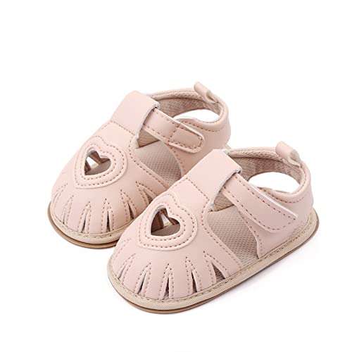 Infant Girls Single Shoes Hollow Out Love First Walkers Shoes Toddler Sandals Princess Shoes White Dress Shoes for Girls (Pink, 3.5 Toddler)2