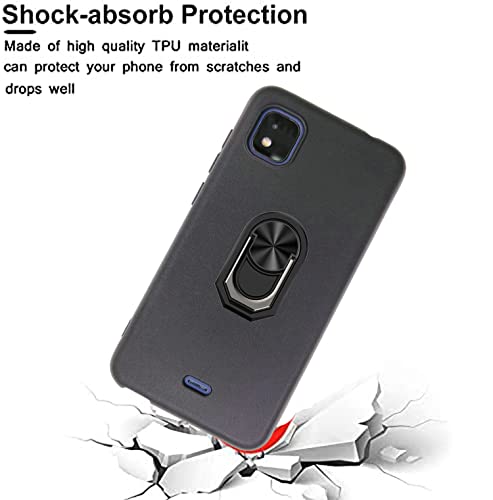 Damondy For Wiko Life 3 U316At Case With 2 Pack Screen Protector,Ring Shockproof Cover For Women Girls,Soft Tpu Rubber Slim Kickstand [Magnetic Car Mount] Case For Wiko Life 3 U316At -Black #TOP2