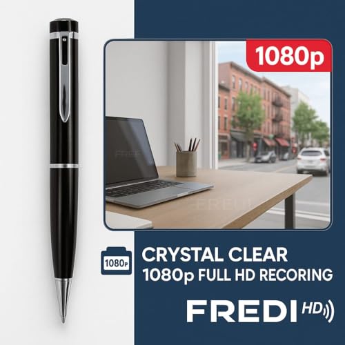 Image of FREDI HD PLUS 1080P Full HD Pen Camera with Audio & Video Recording | 80 Min Rechargeable Battery | 128GB SD Card Support | USB & OTG Playback | Portable Recorder for Meetings & Classes
