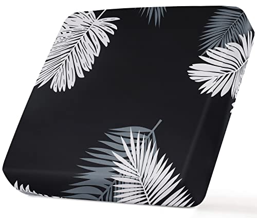 SearchI Stretch Printed Sofa Couch Cushion Covers Replacement Chair Cushion Slipcovers Sofa Seat Cover Furniture Protector Sofa Slipcover Soft with Elastic Bottom(Small, Black+Palm Leaves)