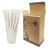 Extra Anchas Pajitas Bubble Tea de Bambú 180 Unidades, 230 mm x 10 mm Biodegradable Pajitas Bambú de Fibra Pajita Desechables para Jumbo, Bubble Tea, Cócteles, Batidos, Jugo