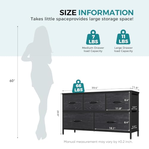 Image of OLIXIS 5 Drawer Dresser for Bedroom, Storage Organizer Unit for Closet