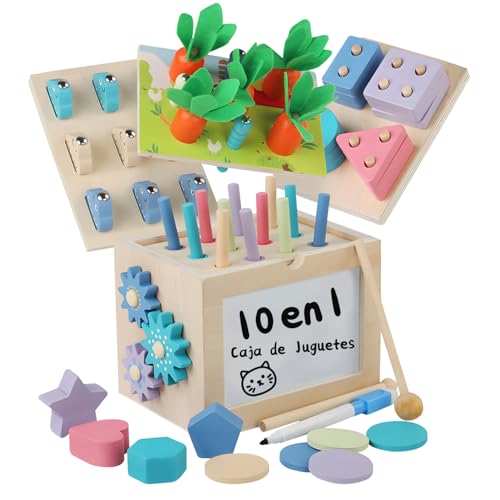 TIME4BUY 10 en 1 Juguetes Montessori para Niños, 10 Formas de Jugar, Material Didáctico Preescolar, Juguetes Educativos 3 4...