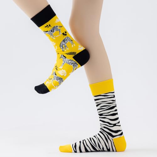 Image of 2 Pairs Cartoon Animal Crew Socks Fun Cotton Mid Calf Socks for Women