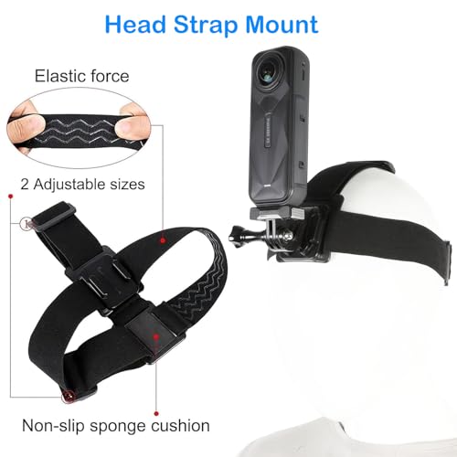 Image of PellKing Accessories Kit for Insta360 X5, Chest Mount Head Strap Backpack Strap Clip Wrist Strap, 360Rotating Adapter + Quick Release Magnetic Mount for Insta360 One X5 Camera