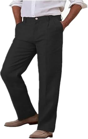 Mens Linen Pants Mens Dress Pants Classic Slim Fit Pants Lightweight Trousers Business Party Wedding