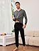 Bresdk Schlafanzug Herren Lang Baumwolle Bündchen Winter Pyjama Set für Männer Grau XL