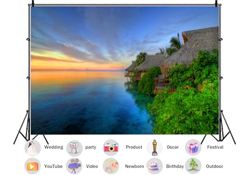 Fondo Fotográfico Tela 7x5 pies Bora Bora Atardecer miniatura 2