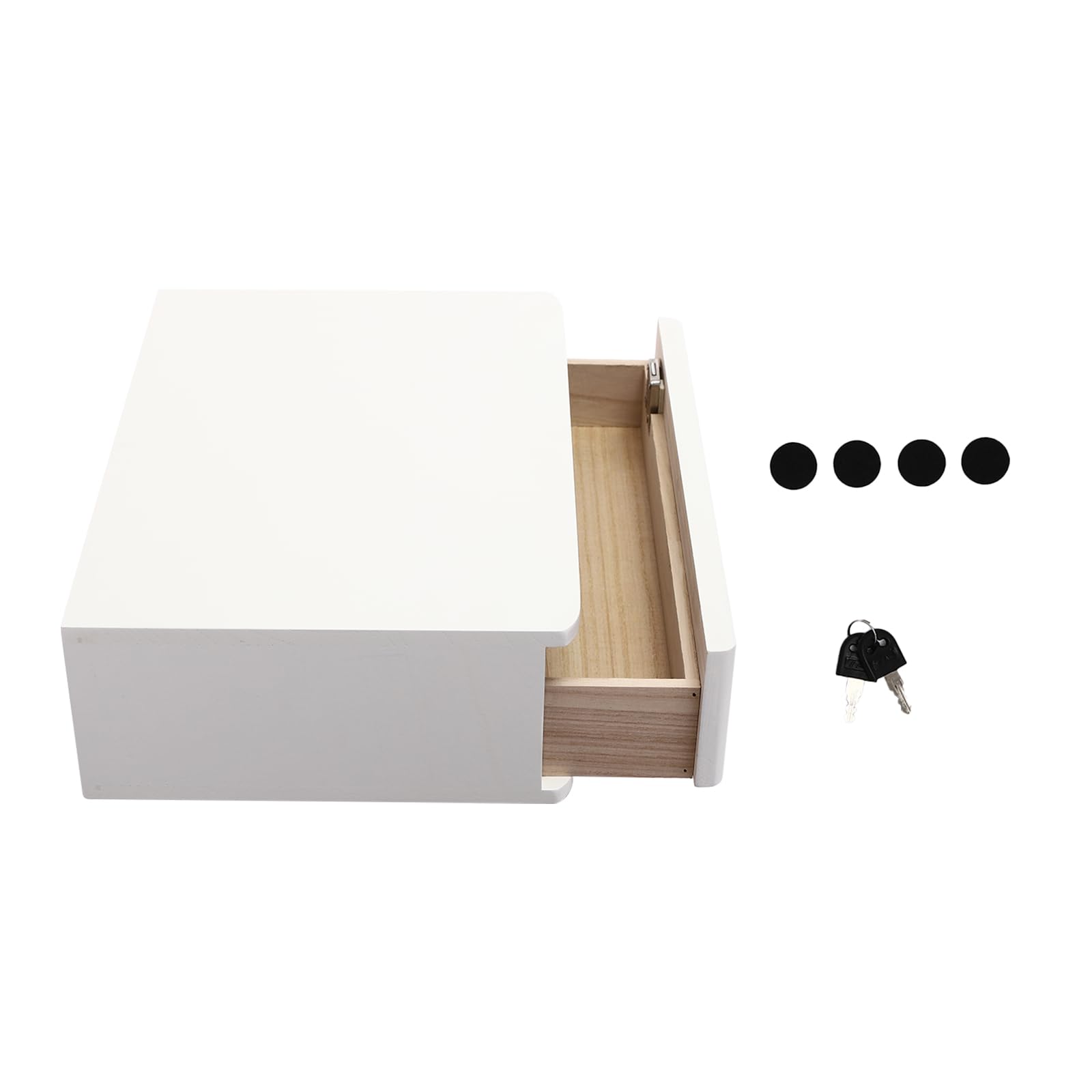 Schreibtisch-Aufbewahrungsbox mit Schloss, Holz-Aufbewahrungsset 1 Schublade aus Holz Organizer Aufbewahrungslösung 40 * 28 * 12cm Aufbewahrungskiste Schubladen-Organizer für Büro (Weiß)