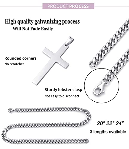 Cross Necklace for Men Women Stainless Steel Cross Pendant Necklaces Chain 20 22 24 Inches3