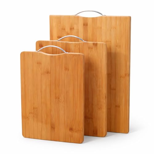 Opiniones y reviews de Tabla para picar los 10 mejores. 47 Bluelander Set de 3 Tablas de Bambú para Picar, Tabla de Corte con Mango de Acero Inoxidable, Tablas de Madera para Cortar Alimentos, Diferentes Tamaños