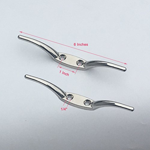 Huouo 2 PCS Flagpole Cleat Hook 6 Inch Silver Cast Hardware for Flag Rope