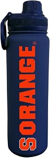 Campus Colors NCAA Stainless Steel Water Bottle - Twist on cap - 24 oz - Carry Clip - Keeps Your Drinks Hot or Cold for Hours (Syracuse Orange - Navy)