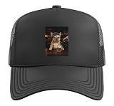 French Bulldog Drinking Beer Funny Bar Dog Meme Pub Humor Trucker Hat with Adjustable Mesh Back, Black