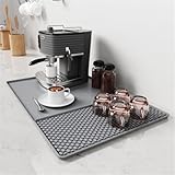 Tapete de silicona para máquina de café con almohadilla de secado de platos desmontable, 60 x 40 cm, protector de encimera resistente al calor para cocina, tapete de drenaje antideslizante compatible