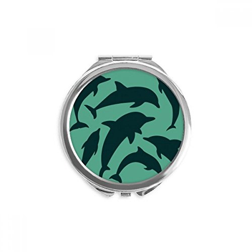 Miroir maquillage de poche biologie requin bleu portable rond