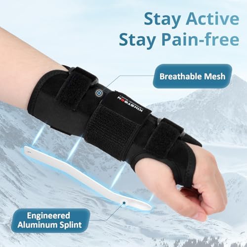 Kinstron Carpal Tunnel Wrist Brace for Night & Day Support, Upgraded 360° Adjustable Triple Strap Support System with Bioinc Aluminum Splint, Medical-Grade Premium Fabric, Comfortable Lightweight Wrist & Hand Support for Pain Relief, Arthritis, Tendonitis, Sprains & Injury Recovery – Men & Women(Right Hand-L/XL) — view 7