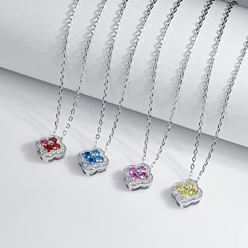 Gigajewe Pink Moissanite Pendant Necklace Four-Leaf Clover Pendant Total 0.8 Carat 925 Sterling Silver 3Mm Round Cut Pink Color Moissanite Necklace For Women (Pink) #TOP3