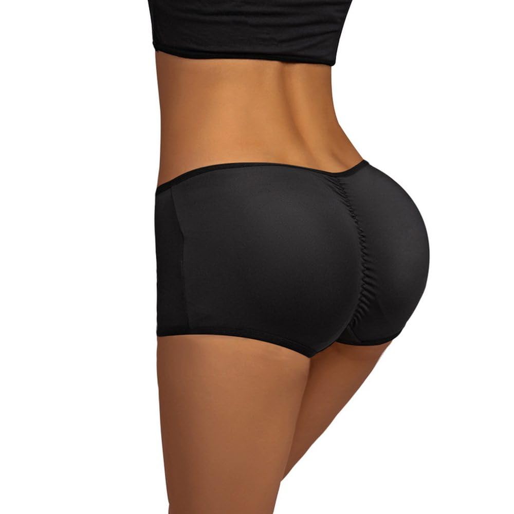Mgdifyxaa Women's Black Butt Lifter Shapewear - Sponge Padded Push Up Panties Buttocks Butt Lifter Fake Ass Briefs Butt Hip Dip Shaper Enhancer Seamless Control Panties,,S
