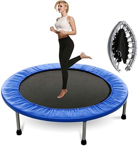 Plohee Mini Trampoline Rebounder for Adult and Kids, 38/40 Inch Foldable Fitness Exercise Trampoline with Safety Pad for Home Gym Workout Cardio Training Max. Load 220lbs