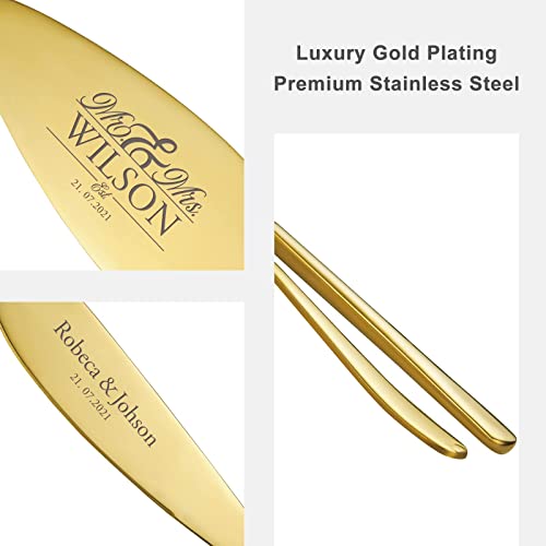 Aw Bridal Personalized Gold Cake Cutting Set For Wedding, Stainless Steel Cake Knife Gold Pie Server Gift For Parties, Receptions, Birthdays//Dk2201Cpp04// #TOP5