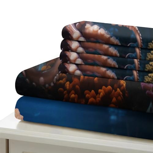Housse de couette pieuvre 200x200cm avec 2 taies d'oreiller lit double
