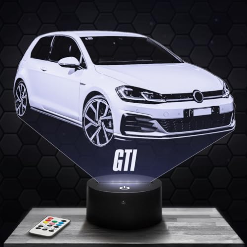 Lampephoto.fr – Lampe 3D Car G. 7 GTI avec illusion LED 3D, Voiture, veilleuse décorative miniature de voiture collection. Veilleuse LED Déco Chambre,...