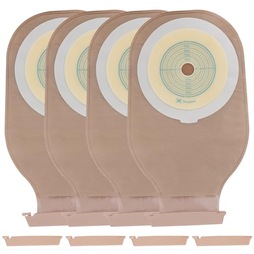 25 Pack Ostomy Bags, One Piece Colostomy Bag Ostomy Supplies, 15-65mm Cut-to-Fit Drainable Pouches with Clamp Closure for Ileostomy Stoma Care (Include 8 x Clamps)