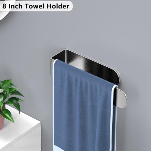 Image of HUFEEOH Towel Bar Set, 2 Pack, Silver 8 and 14 Inch Towel Racks, U-Shaped