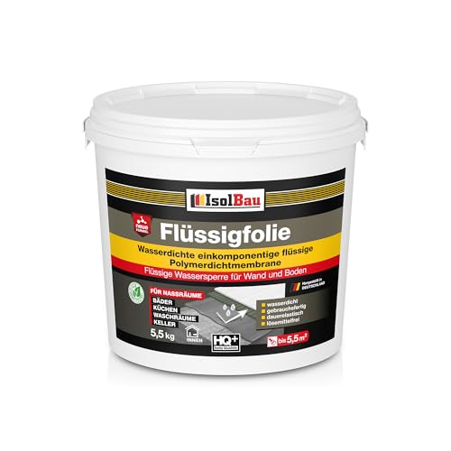Isolbau Flüssigfolie 5,5 kg - Abdichtung für Dusche, Bad, Küche - MPA-Zertifikat Duschabdichtung für Wand und Boden - Abdichtungsmasse Wasserdicht und Lösemittelfrei