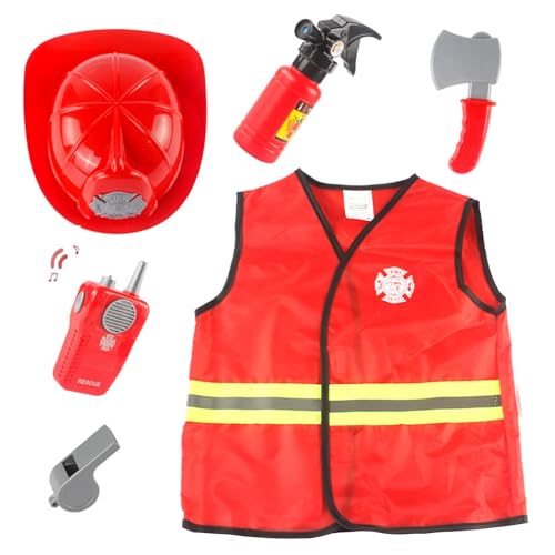 Fato de bombeiro para crianças - disfarce de bombeiro para crianças, disfarces de jogos de simulação para crianças | disfarce de bombeiro resistente para crianças, acessórios de resgate, disfarce de