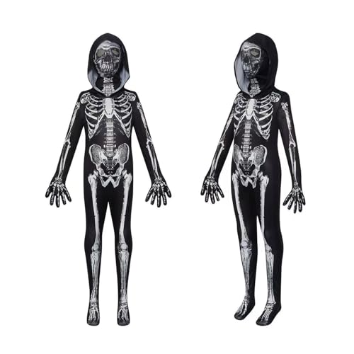 Efymosce Skelett Kostüm für Kinder, Halloween Kostüm Skelett...