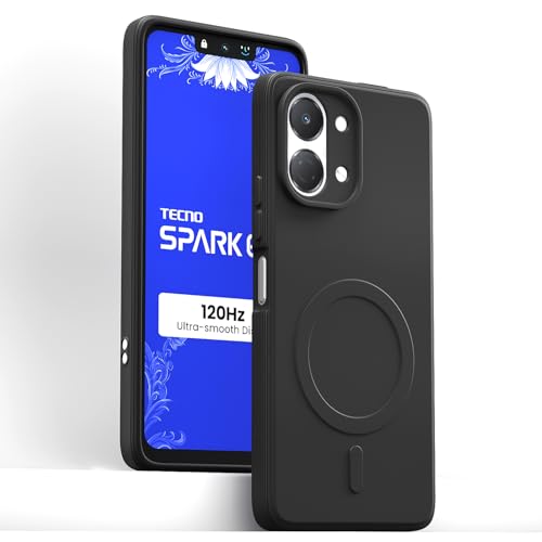 Image of Pikkme Back Cover for Tecno Spark Go 3 Soft Matte Silicone Mag-Safe Design (Mag-Safe Not Support) Camera Protection | Slim Fit Bumper Cover (Black)