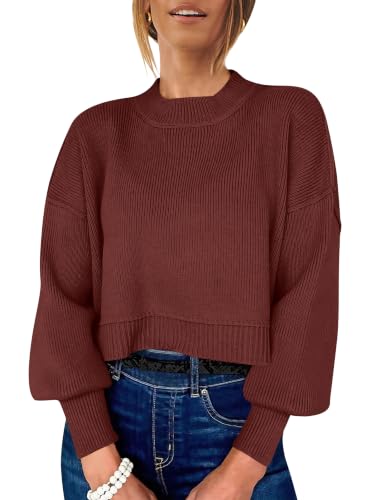 Image of ANRABESS Cropped Sweaters for Women Long Sleeve Oversized Fall Outfits